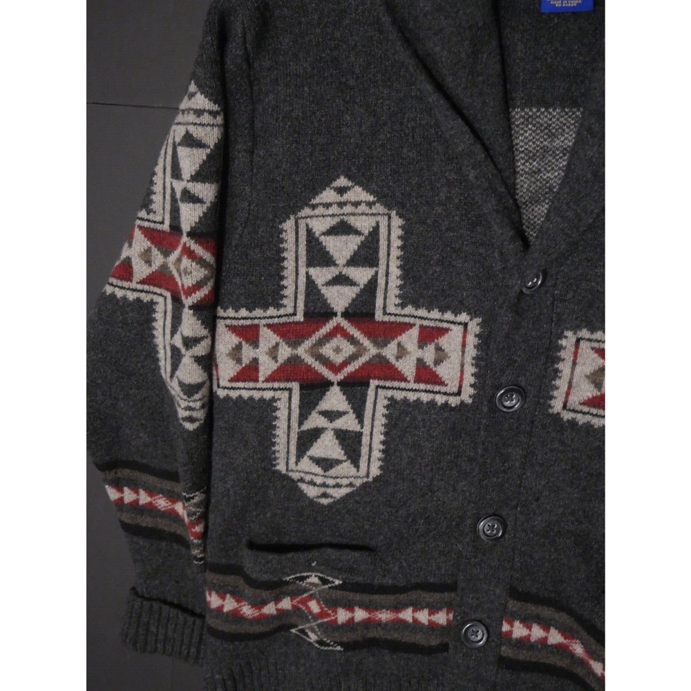 Pendleton Gray And Red Patterned Crewneck Sweater - image 7
